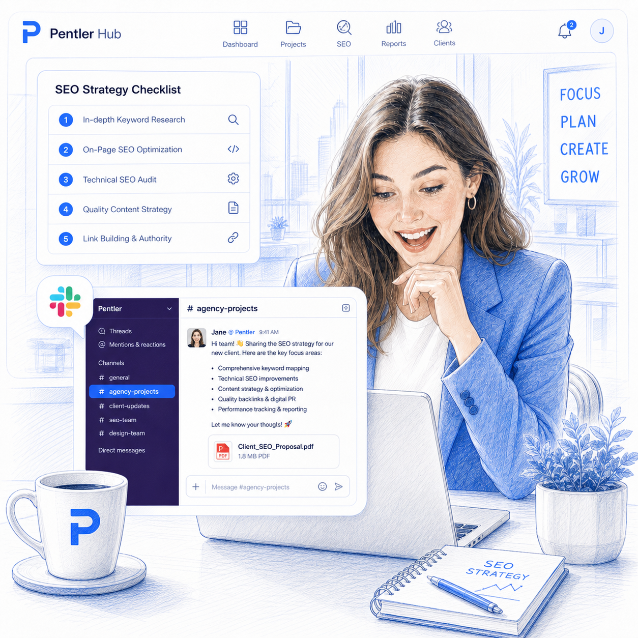 Managed SEO strategy dashboard